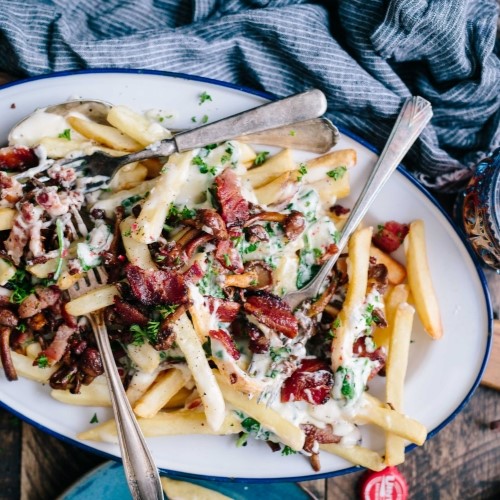 a plate of french fries