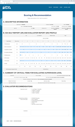 screen shot of IDA web-based evaluation